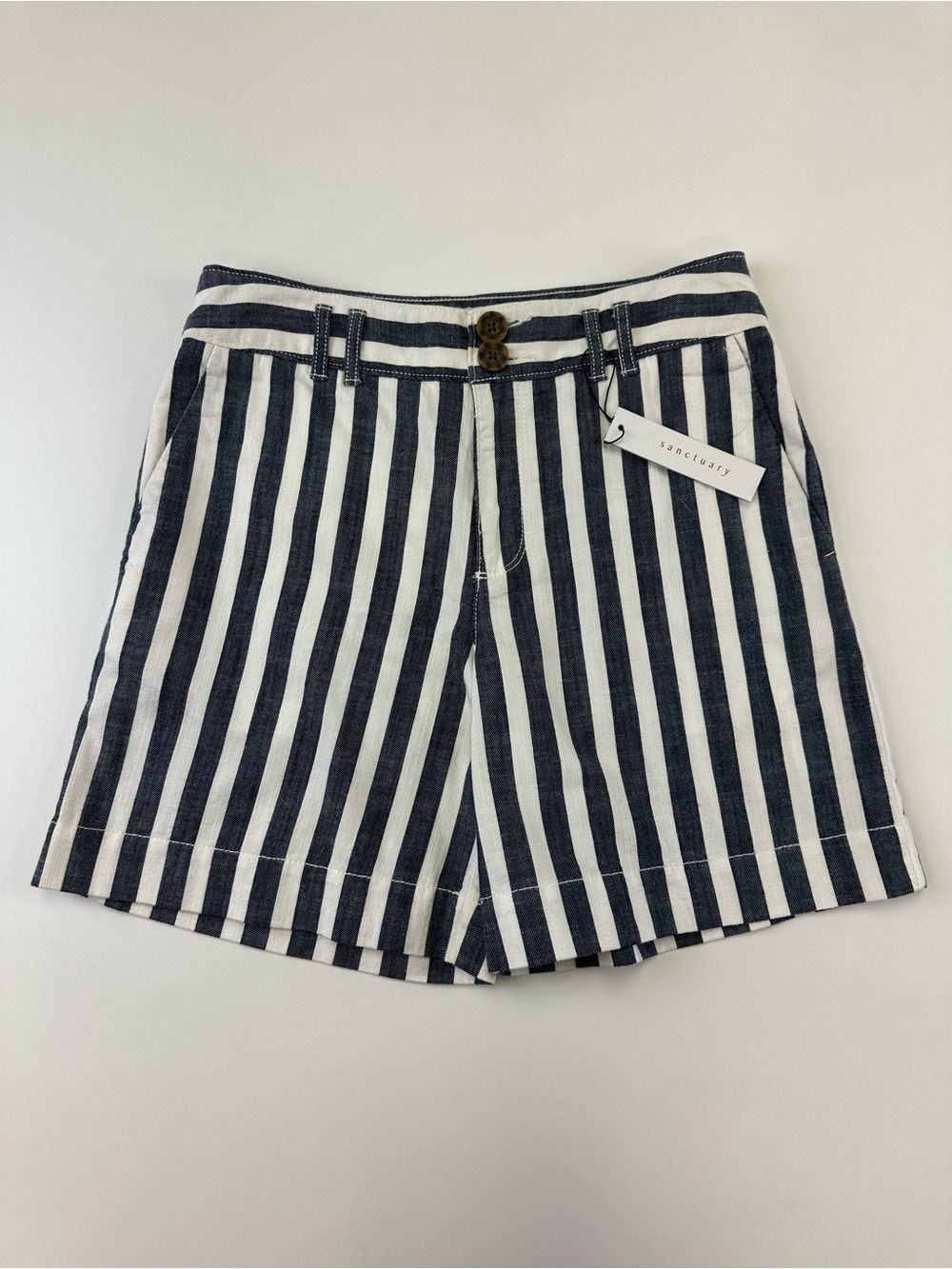 Sanctuary NEW Stripe Shorts 25 Nautical Cotton High Rise Summer Coastal
